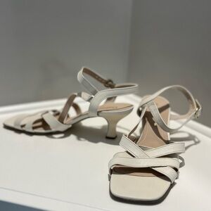 Gabor Damon Leather Ankle Square Toe Sling Back Heel Sandals